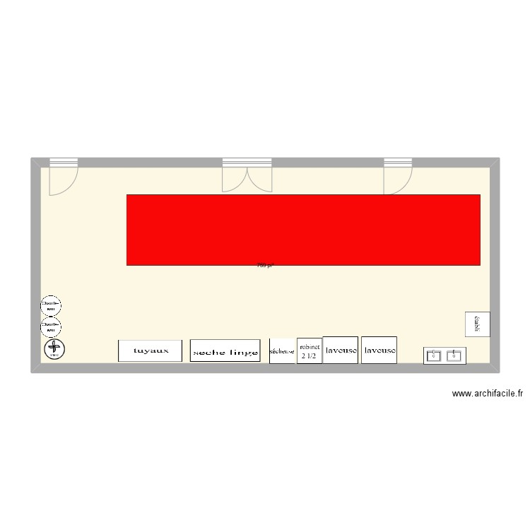 garage. Plan de 1 pièce et 71 m2