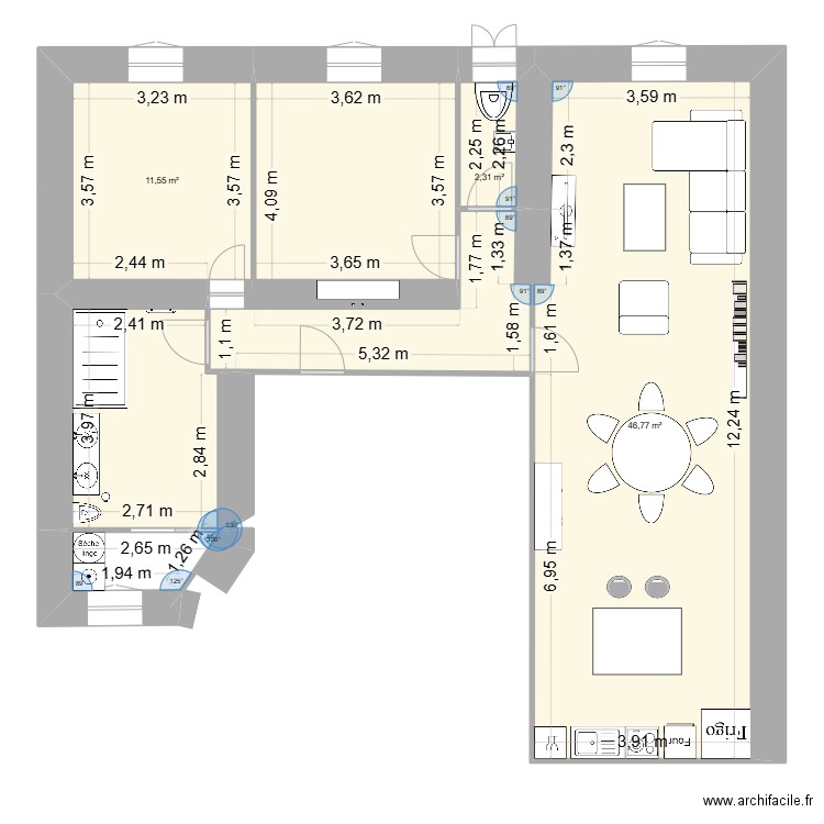 projet du siecle. Plan de 6 pièces et 94 m2