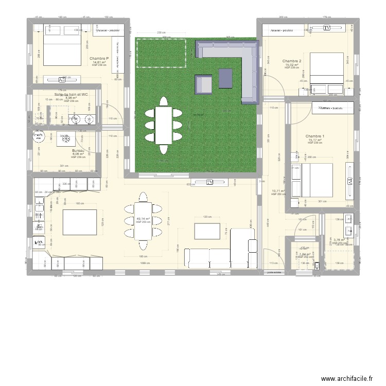 sandy 1. Plan de 9 pièces et 121 m2