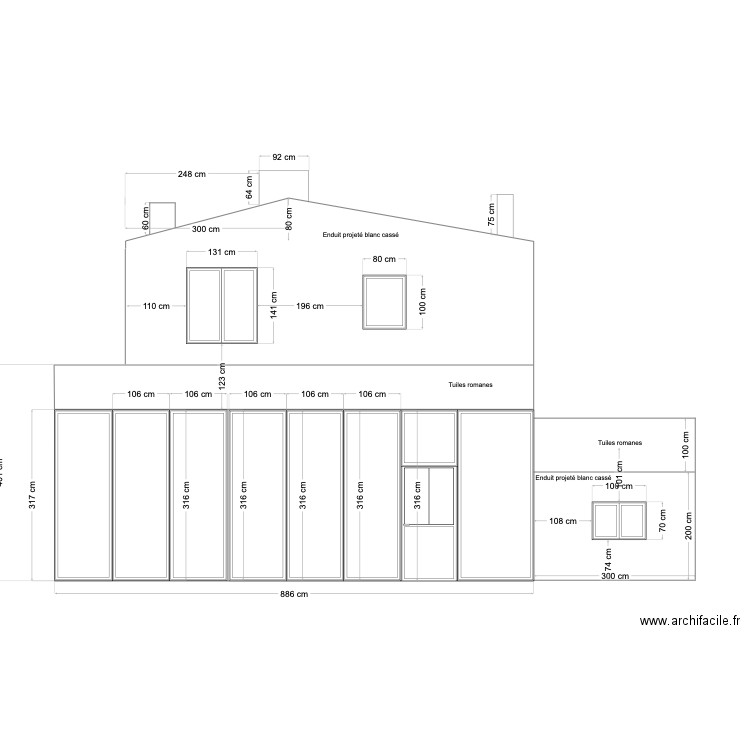 plan de facade EST original. Plan de 0 pièce et 0 m2