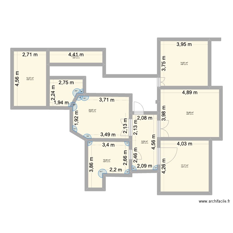 monbel. Plan de 8 pièces et 109 m2