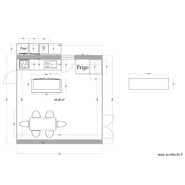 Cuisine 5. Plan de 1 pièce et 25 m2