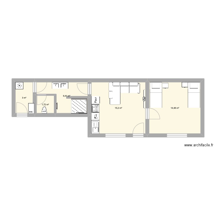 DEPENDANCE. Plan de 5 pièces et 41 m2