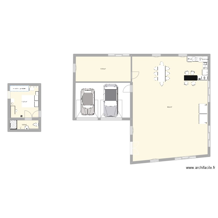 CHBRE. Plan de 4 pièces et 129 m2