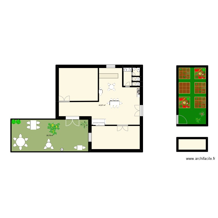 Tiers Lieu. Plan de 8 pièces et 82 m2