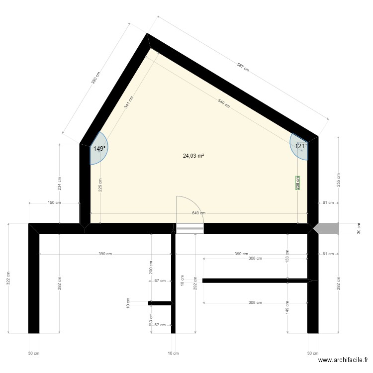 extension maison 2. Plan de 1 pièce et 24 m2