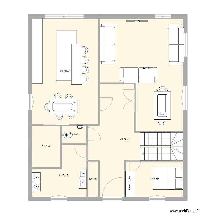 Plan maison Hakan. Plan de 8 pièces et 100 m2