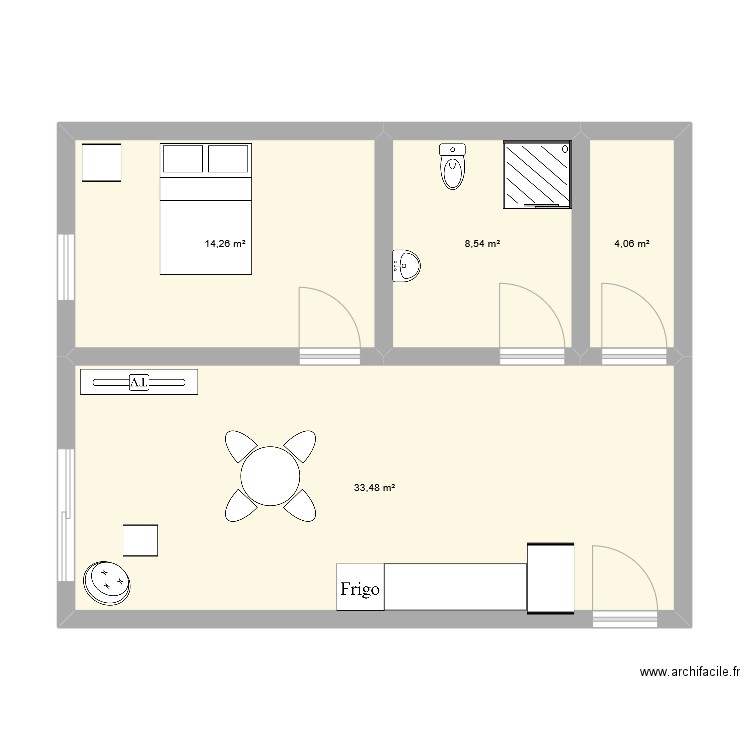 MORET. Plan de 4 pièces et 60 m2