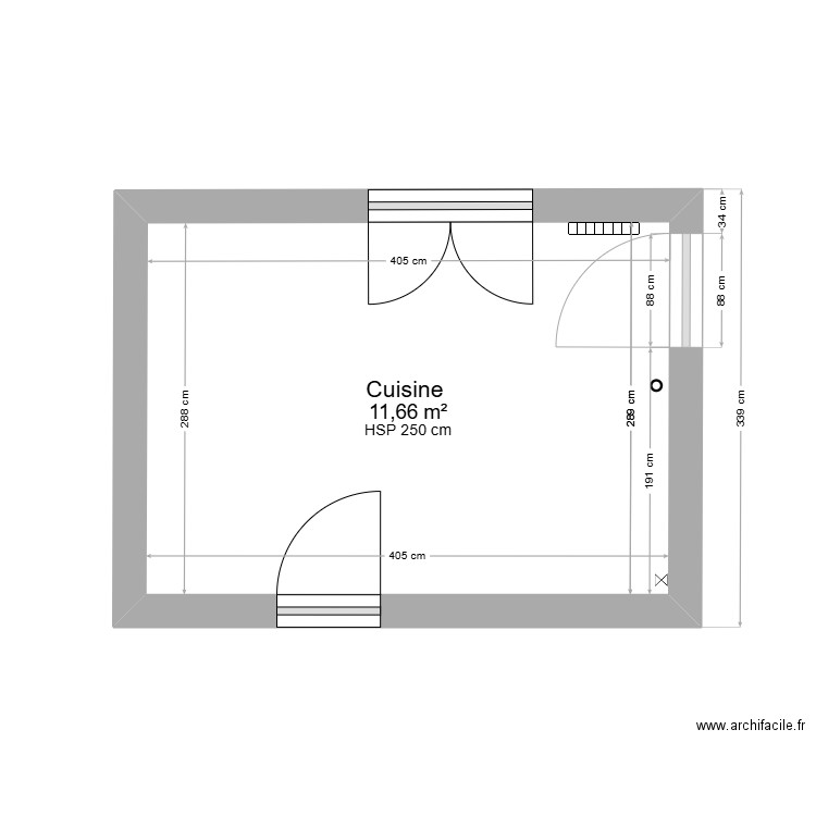 Cuisine . Plan de 1 pièce et 12 m2