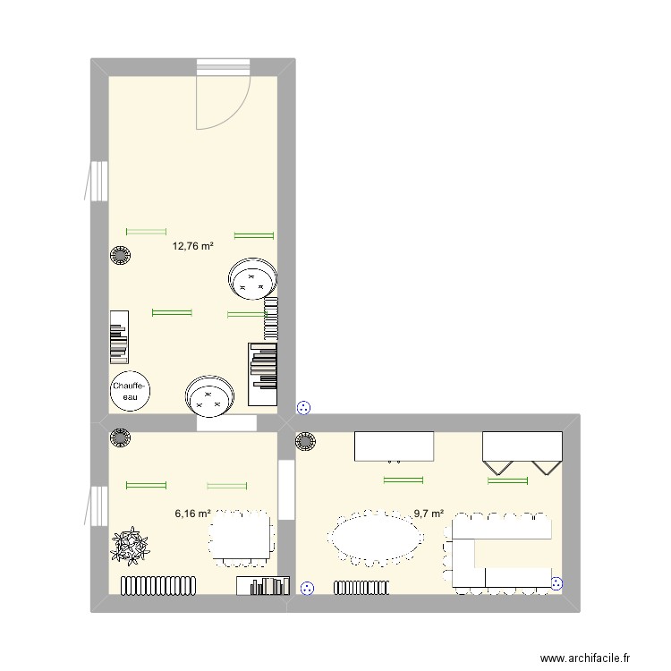 Bibliothèque, travail de Louna. Plan de 3 pièces et 29 m2