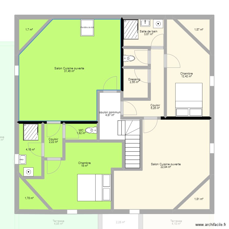 Tournefeuille après travaux. Plan de 43 pièces et 382 m2