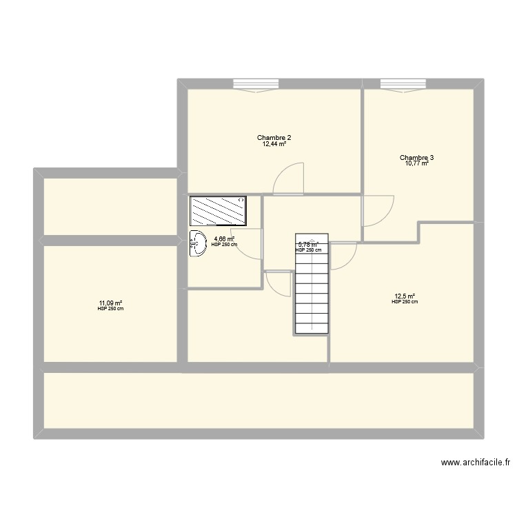 Emile zola 1er Origine. Plan de 8 pièces et 78 m2