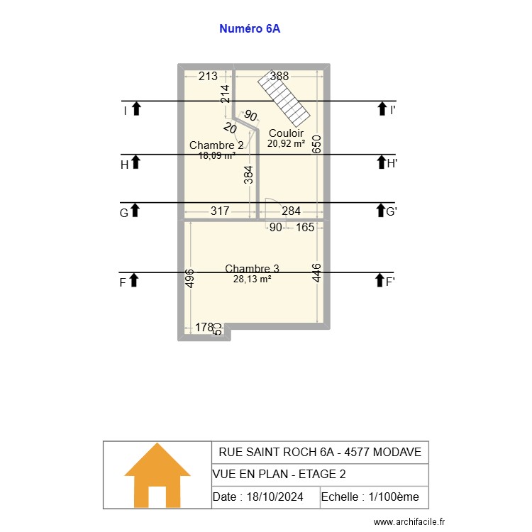 V.RADOUX - VUE EN PLAN - ETAGE 2 - V2.21. Plan de 3 pièces et 67 m2