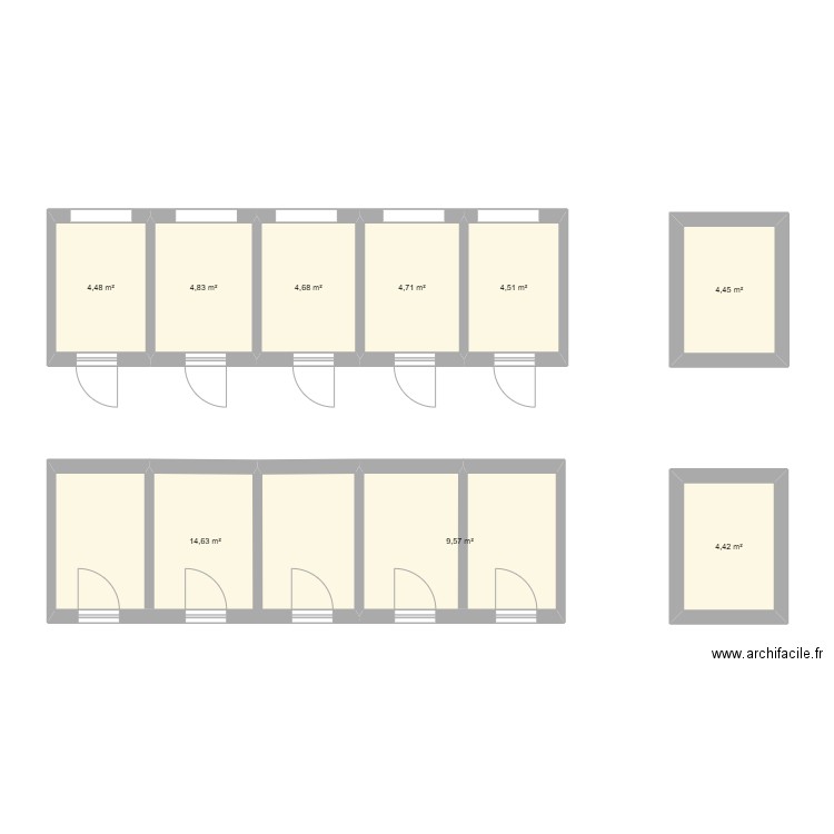 Londre. Plan de 9 pièces et 56 m2