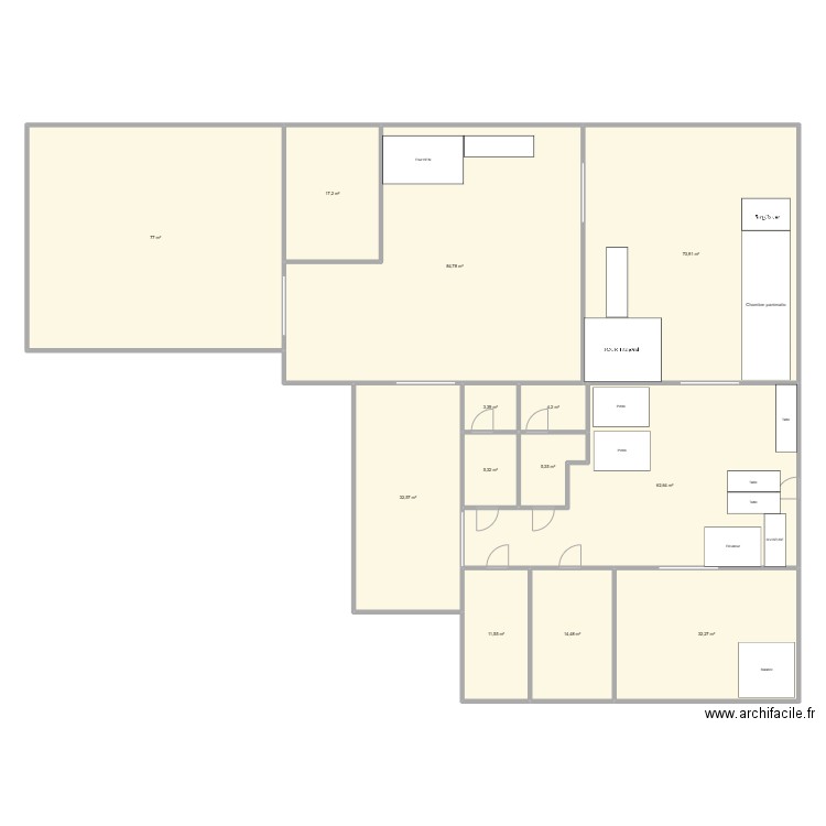 Plan boulangerie 3. Plan de 13 pièces et 425 m2