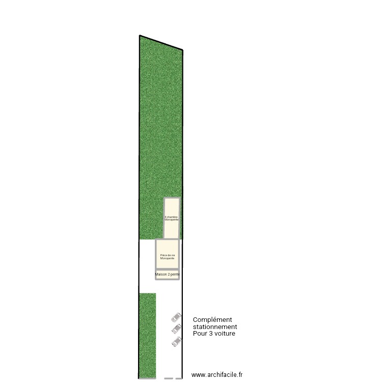 Plan de masse après travaux 4 chambres . Plan de 3 pièces et 125 m2