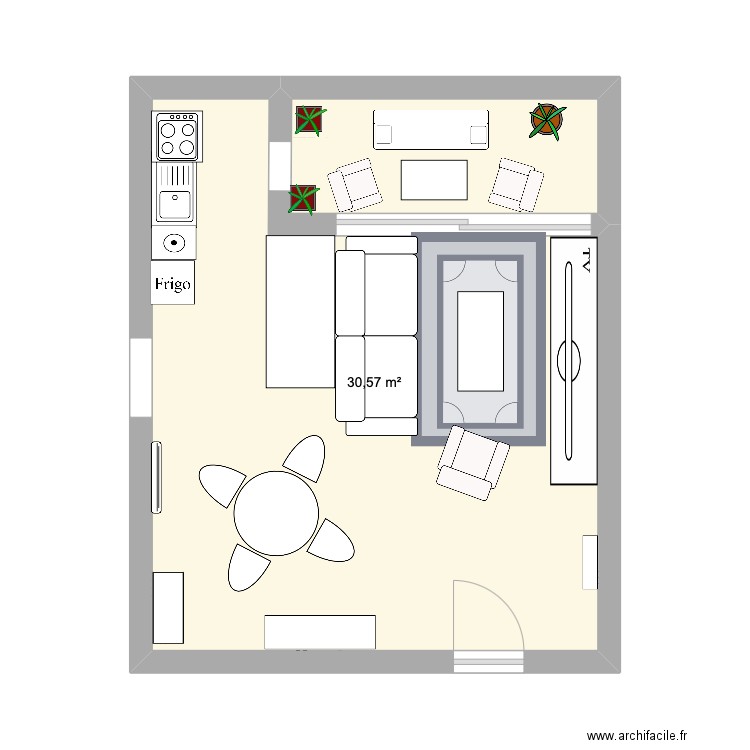 Appt NC. Plan de 1 pièce et 31 m2