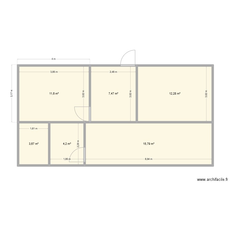 mondonville. Plan de 6 pièces et 55 m2