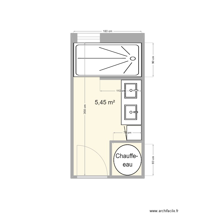 salle de bain. Plan de 2 pièces et 6 m2