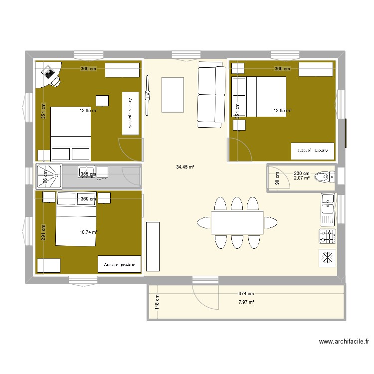 maison. Plan de 7 pièces et 128 m2