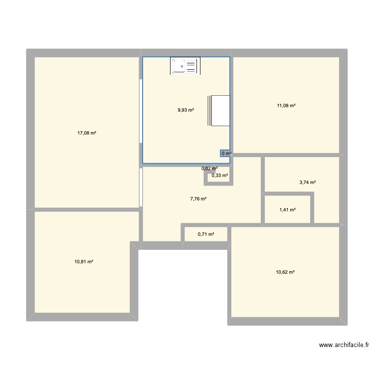 1ER PERPI. Plan de 12 pièces et 73 m2