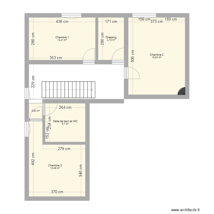 ETAGE 1B BRIANCON. Plan de 6 pièces et 57 m2