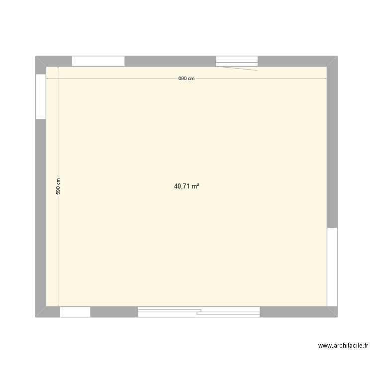 cuisuine. Plan de 1 pièce et 41 m2