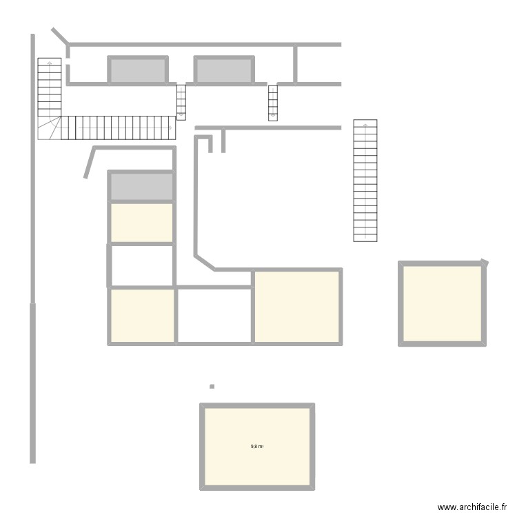 pjtl. Plan de 8 pièces et 36 m2