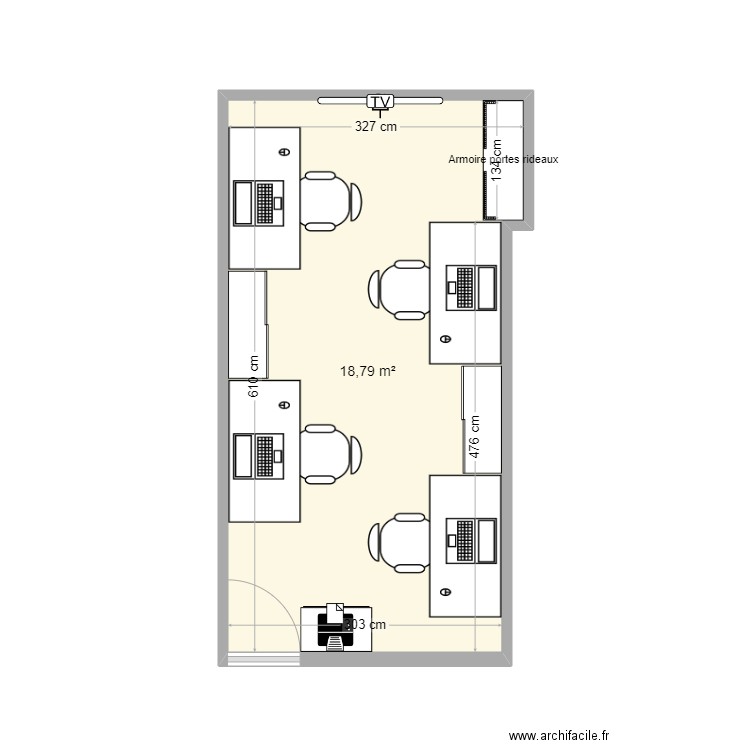 salle louis lumière. Plan de 1 pièce et 19 m2