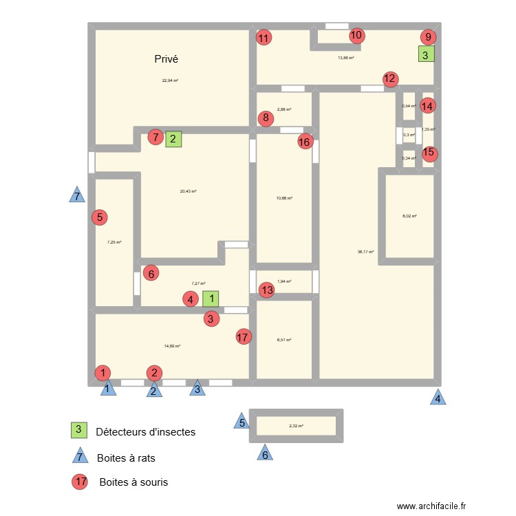 BOULANGERIE AU PAIN CINACIEN. Plan de 17 pièces et 156 m2