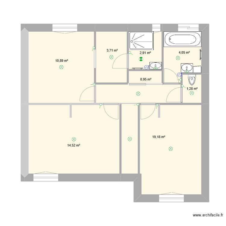 1er. Plan de 8 pièces et 57 m2