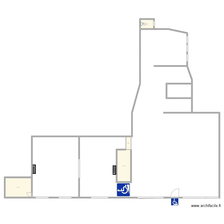 boutique. Plan de 4 pièces et 50 m2