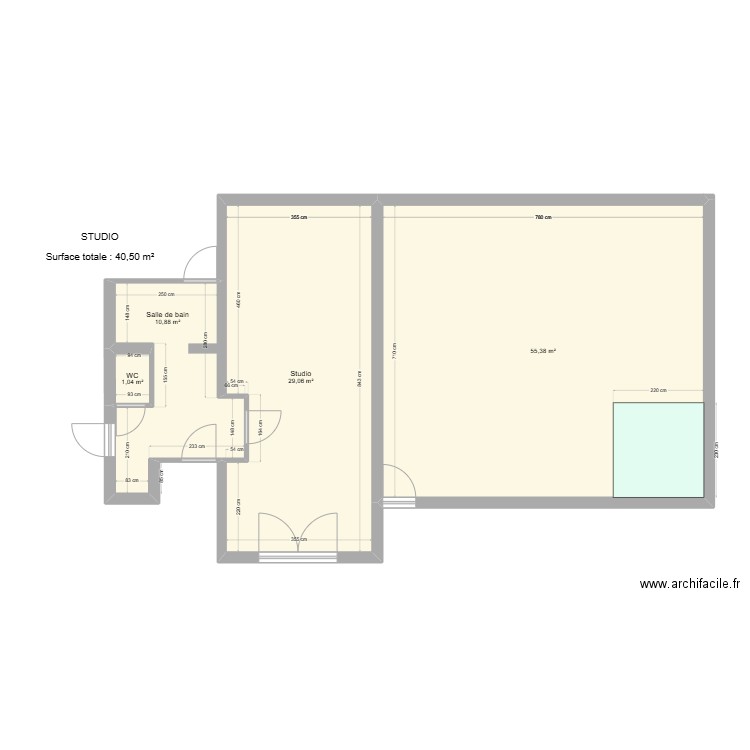 Complexe. Plan de 4 pièces et 96 m2