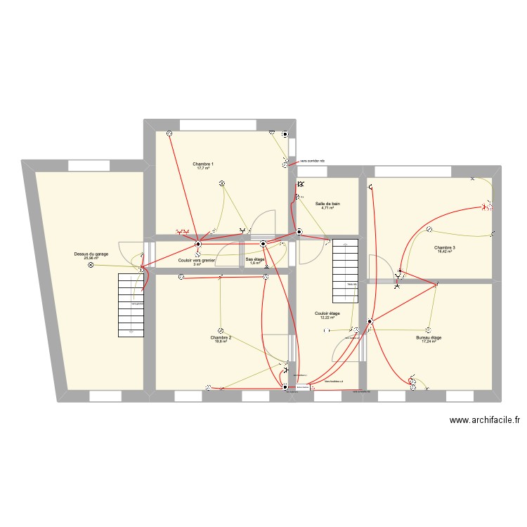 MAISON GRENIER. Plan de 9 pièces et 119 m2