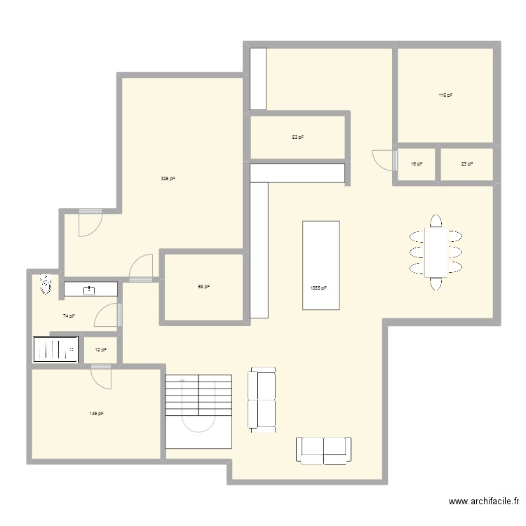 agrandissement. Plan de 10 pièces et 176 m2