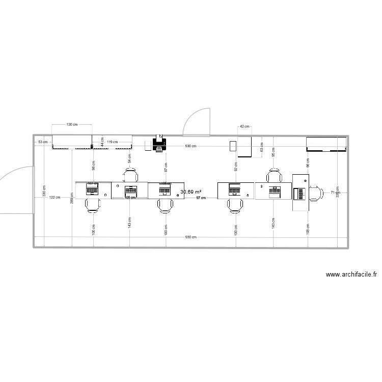 bureau ver1. Plan de 1 pièce et 31 m2