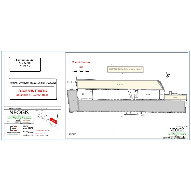 BAT 4 R1. Plan de 5 pièces et 1549 m2