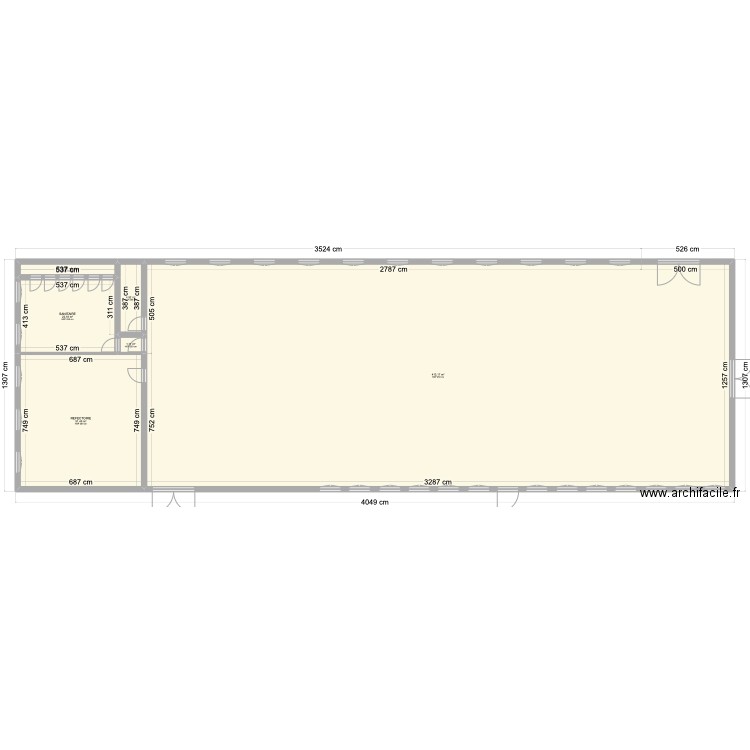 Sous sol Grand Atelier. Plan de 6 pièces et 496 m2