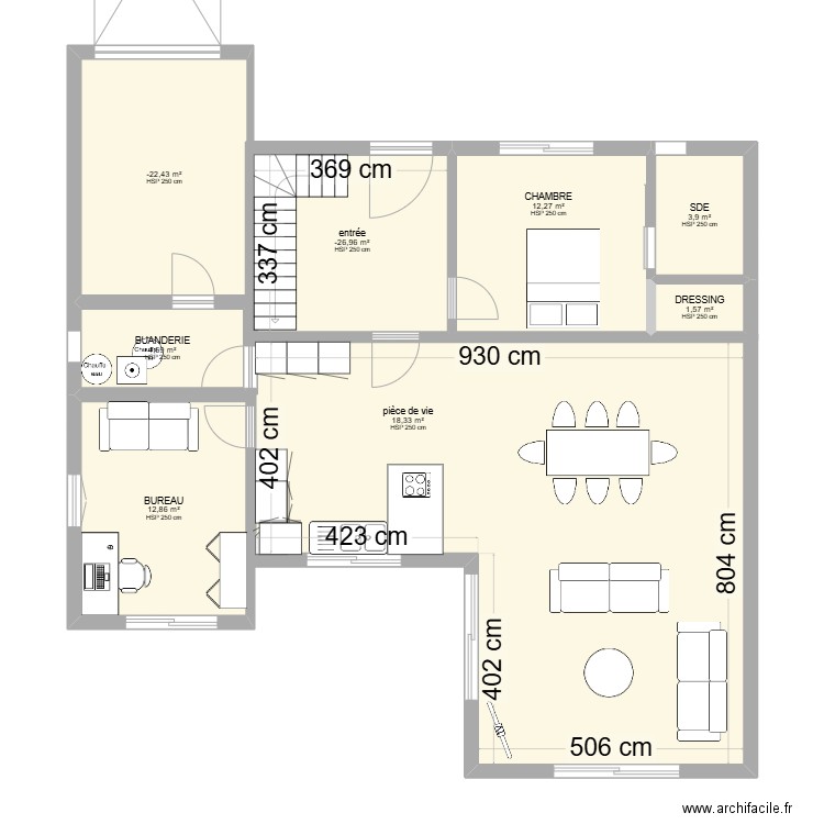 idée 1. Plan de 8 pièces et 120 m2