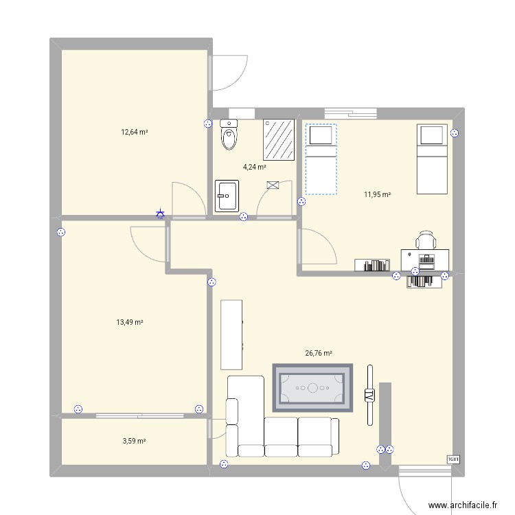 Planis. Plan de 6 pièces et 73 m2