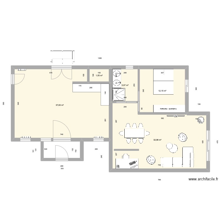 Ext Laennec. Plan de 5 pièces et 90 m2