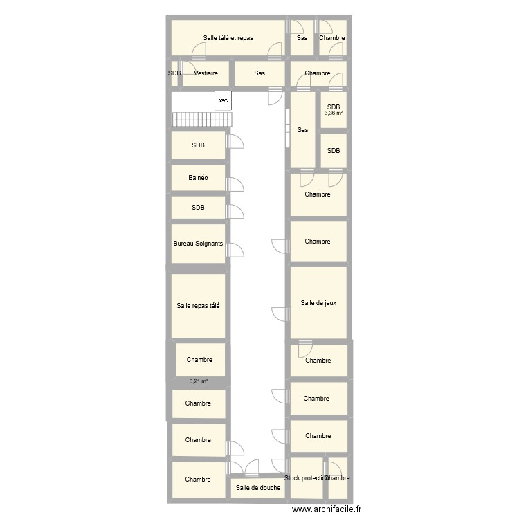 iem 1er étage. Plan de 29 pièces et 167 m2