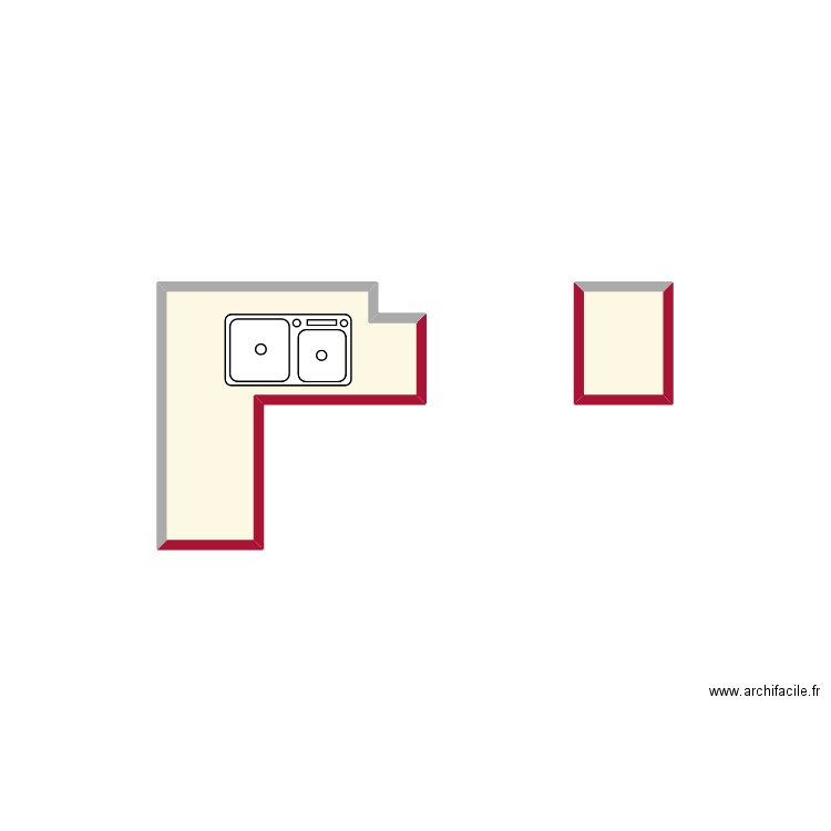 marbre potagé. Plan de 2 pièces et 2 m2