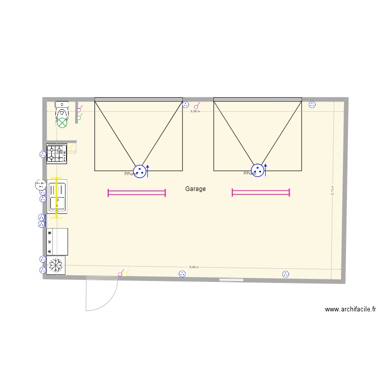 Garage. Plan de 1 pièce et 43 m2