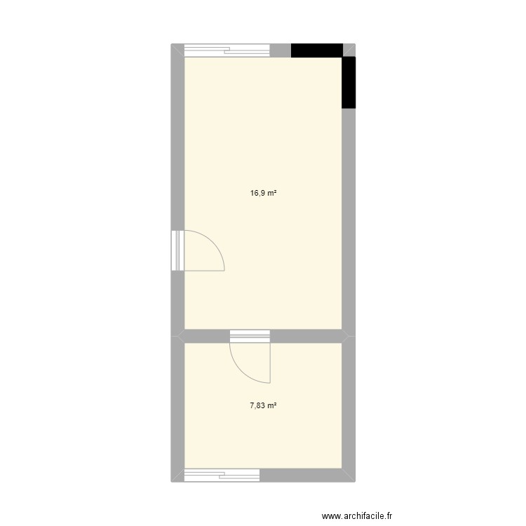 Plan de fabienne pour procreate. Plan de 2 pièces et 25 m2