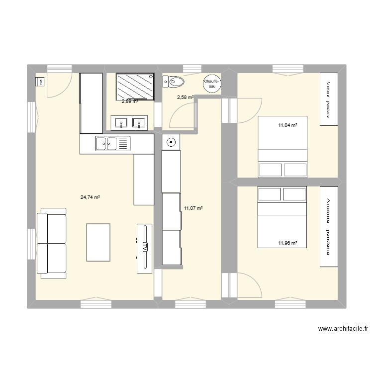 plan manue test 1. Plan de 6 pièces et 64 m2