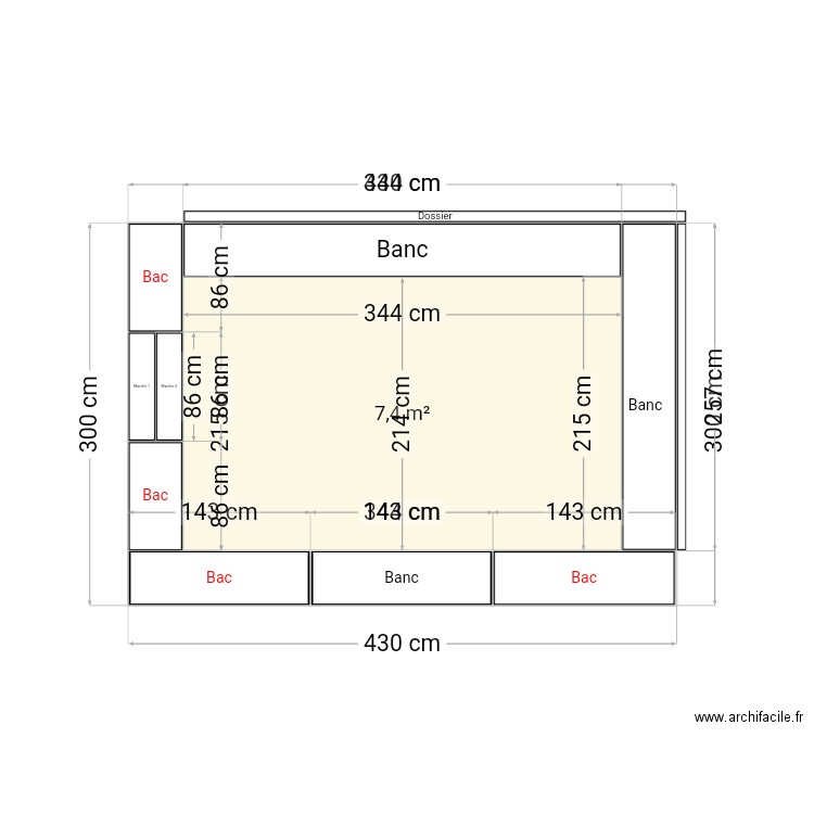 Terrasse. Plan de 1 pièce et 7 m2