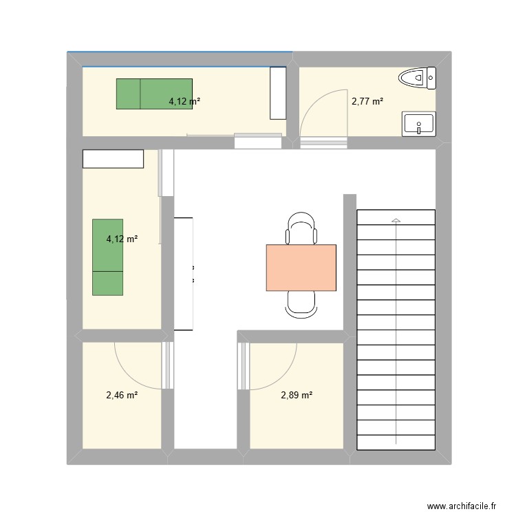 salon esthé. Plan de 5 pièces et 16 m2