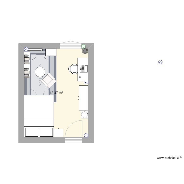 maxadri. Plan de 1 pièce et 12 m2