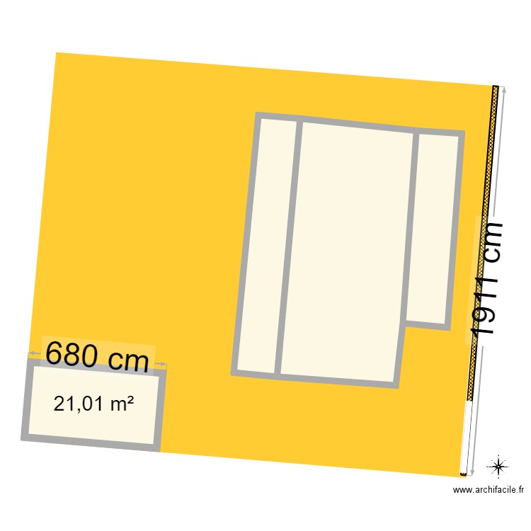 Extension Cabanon. Plan de 4 pièces et 131 m2